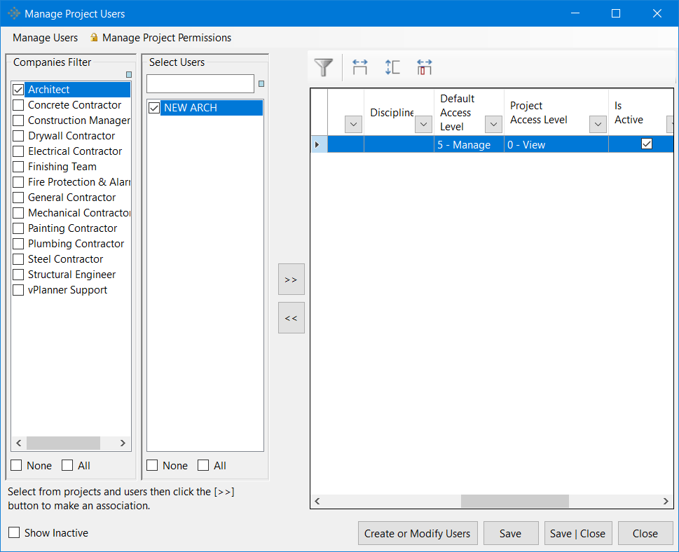 User Permissions for Projects