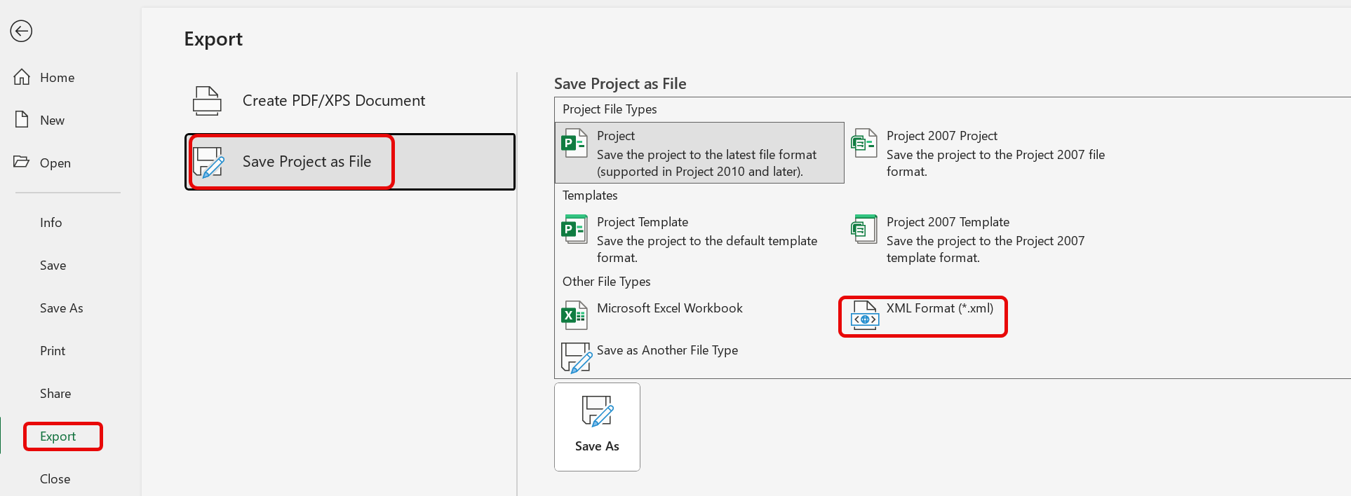 6.2.3. Import MS Project XML