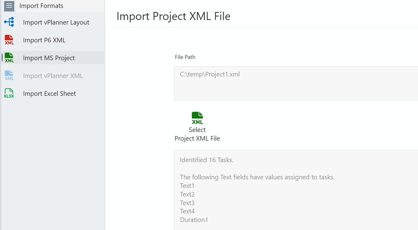 6.2.3. Import MS Project XML