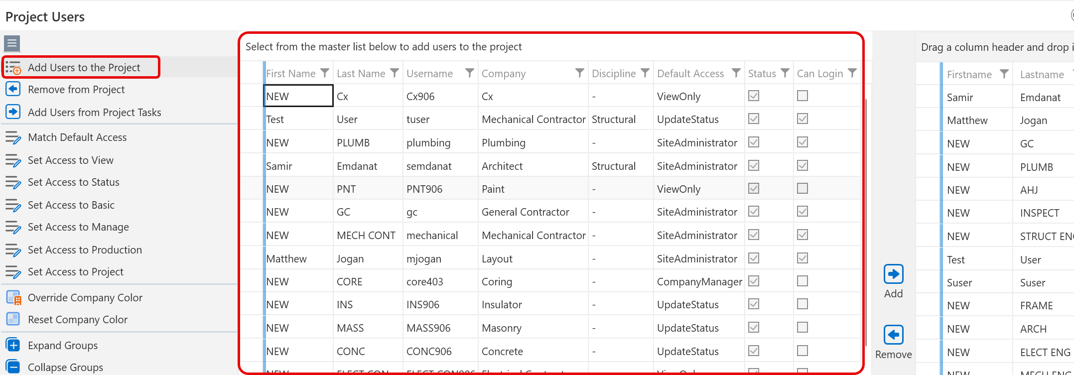 8.8. Managing Project Users